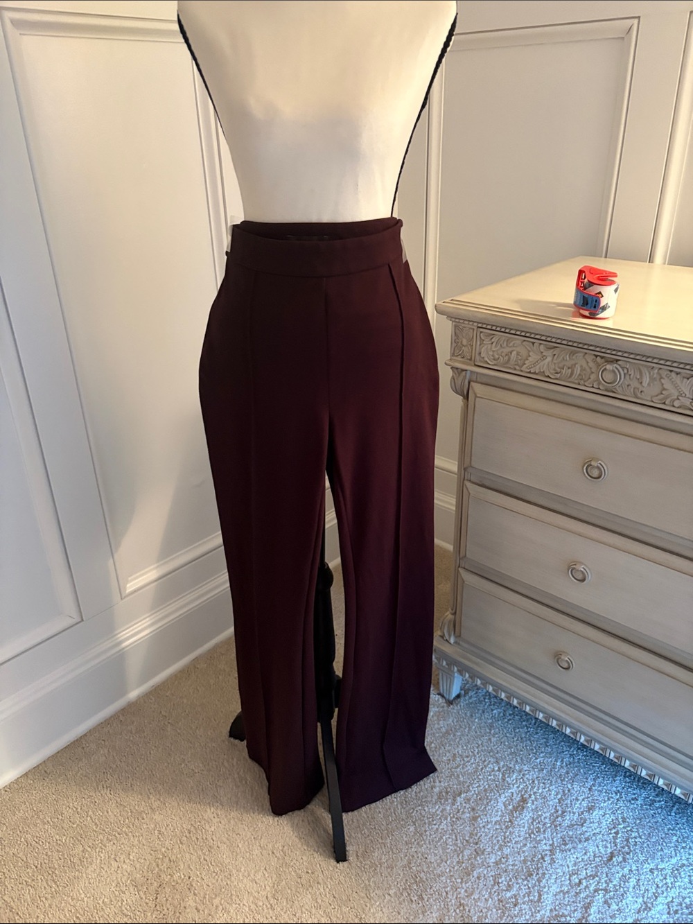 Ann Taylor Wide-Leg Trousers in Deep Burgundy